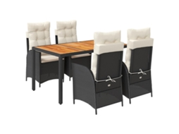 Conjunto de 5 Jantar para Jardim com Almofadões Vime Pe Preto MAISON EXCLUSIVE