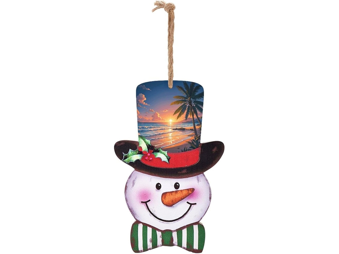Enfeite De Natal De Madeira Com Boneco De Neve E De Para Árvore