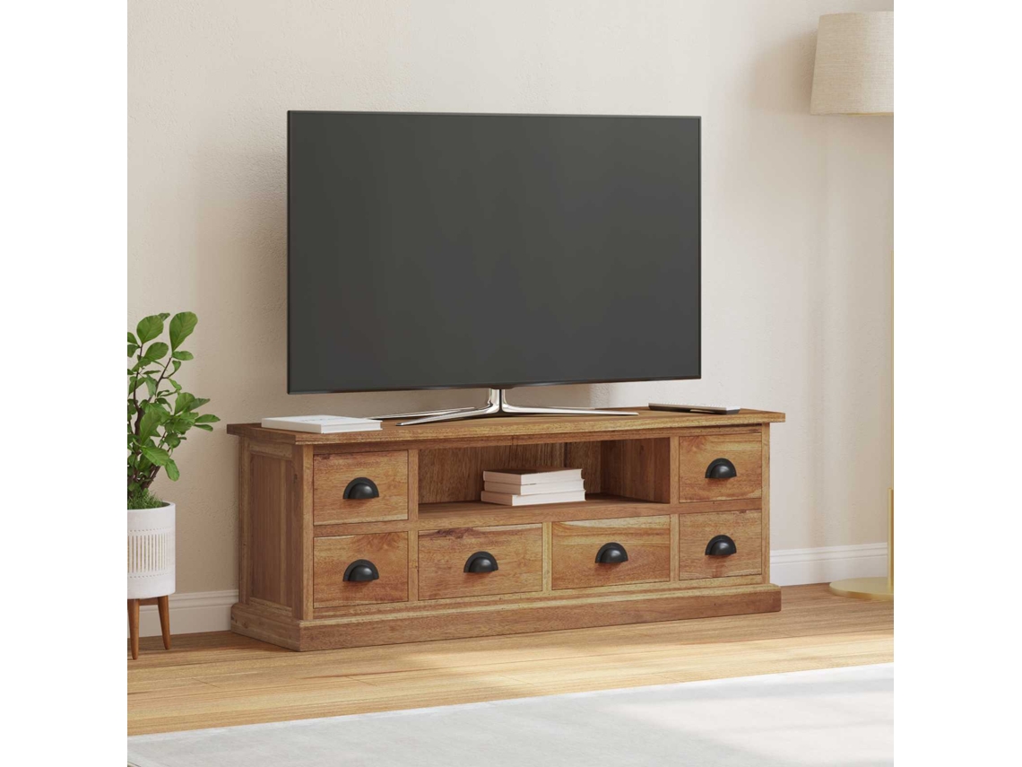 Vidaxl Suporte Para Tv Natural 110 X 30 X 40 Cm Madeira De Teca Sólida