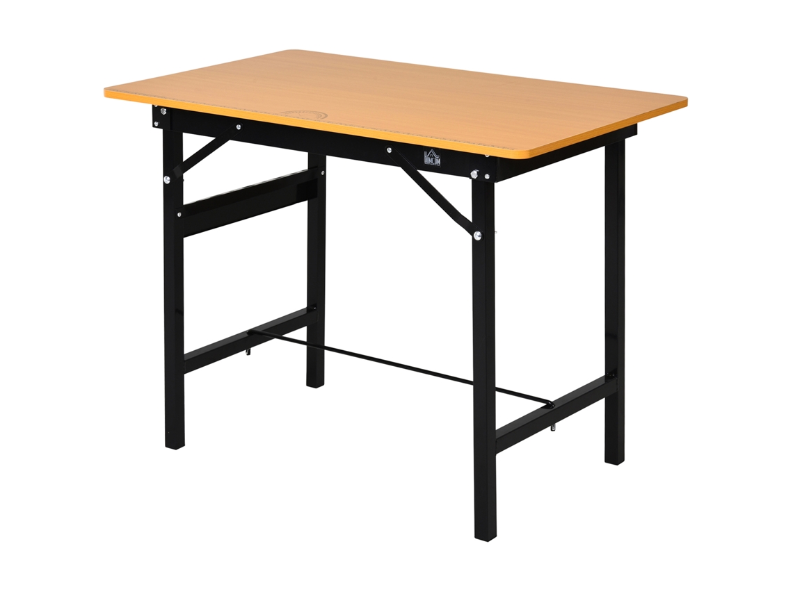 Bancada De Trabalho Aço E Mdf Cor Madeira E Preto 100x60x75,5 Cm Homcom