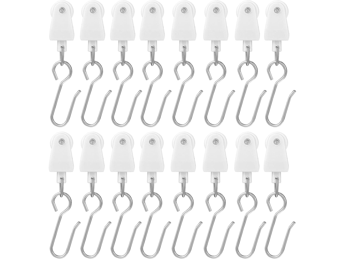 Conjunto Com 30 Rodízios E Ganchos Para Trilho De Cortina, Acessórios Resistentes Em Plástico E Meta