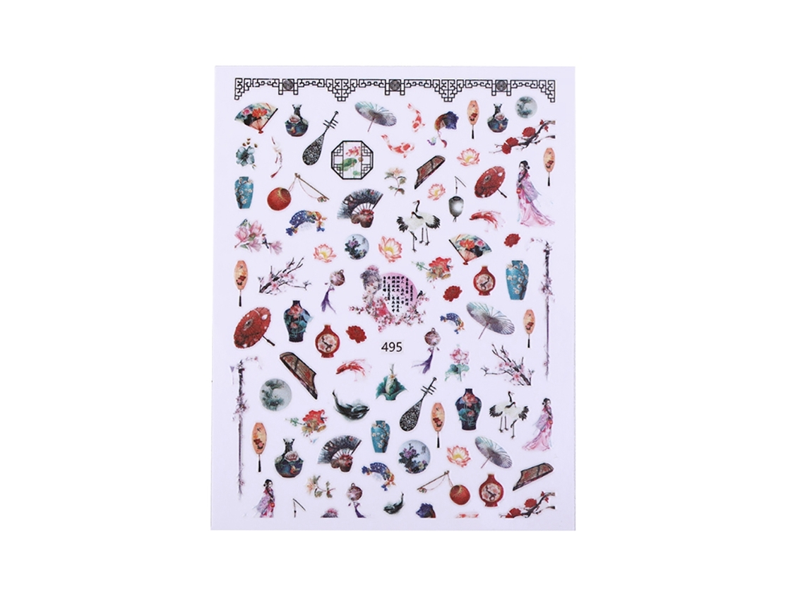 Stickers De Arte De Unhas Impermeáveis Transferência De Água Para Manicure Diy Decoração 495