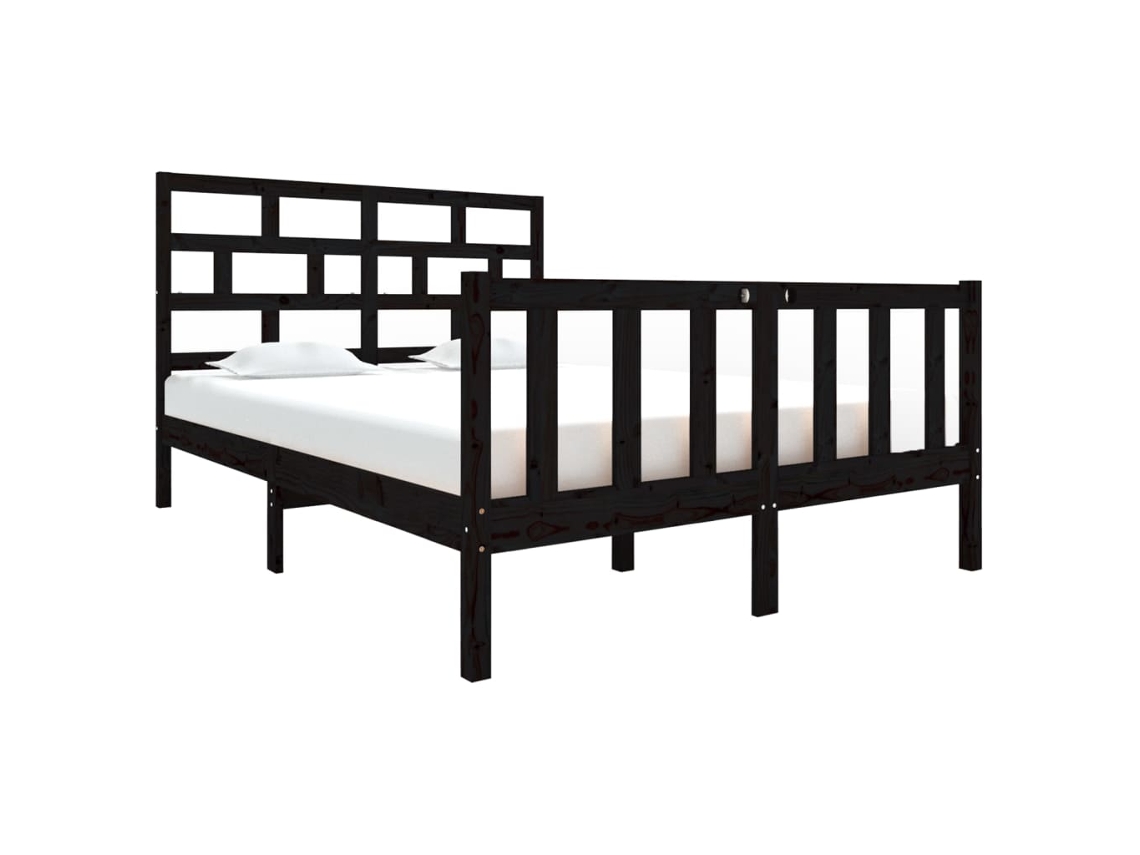 Bed Frame, Bed Frames Vidaxl Preto Madeira De Pinho (135 X 190 Cm)