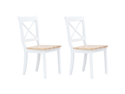 Vidaxl Cadeiras De Jantar 2pcs Seringueira Maciça Branco/madeira Clara