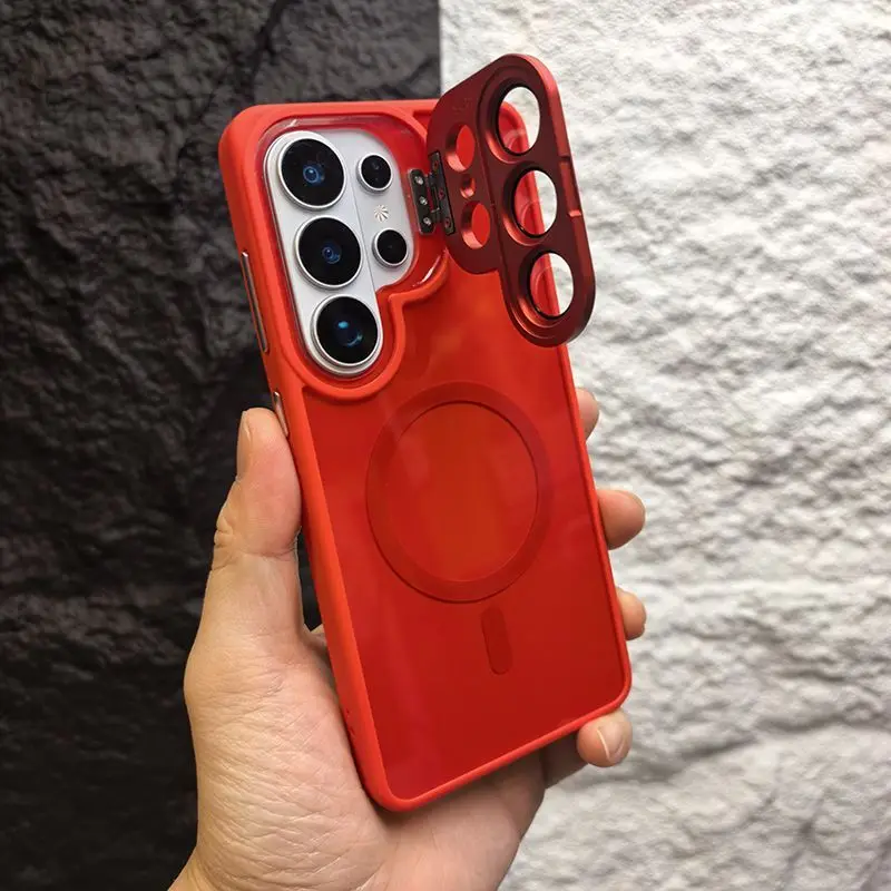(vermelho S26plus) Protetor De Câmera Magnético Magsafe, Tampa De Lente