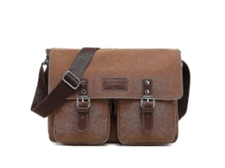 Bolso Messenger de Lona Encerada MDUG para Homens com Compartimento para Portátil