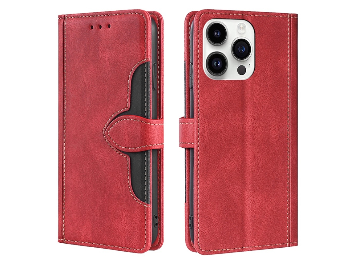 Capa Para Iphone 15 Pro Max Pele Sintética Vermelho