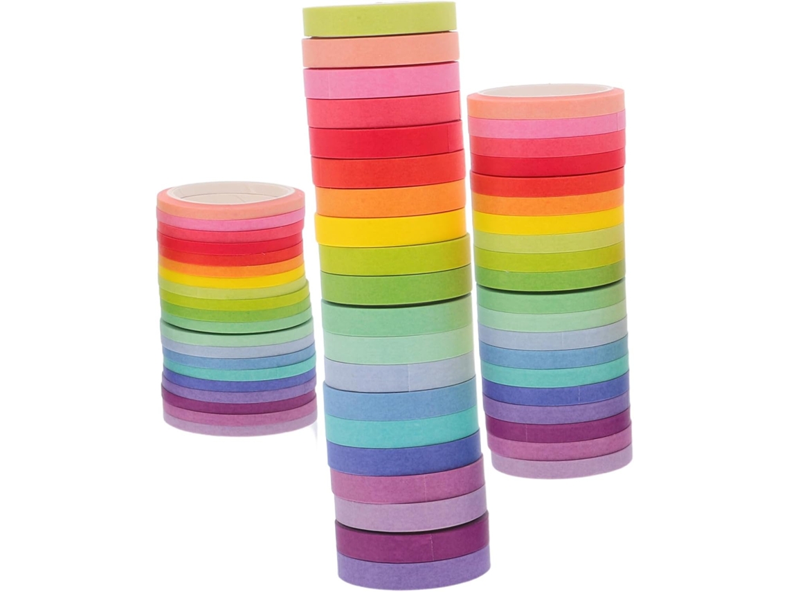 60 Rolos de Fita Adesiva Decorativa para Jornais, Cores Sólidas, Tons de Doce, Scrapbooking, Faça Você Mesmo e SFUSHOS