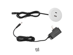 Conector USB-C Primerox 5V 2A embutido para mesa, sofá e cabeceira.