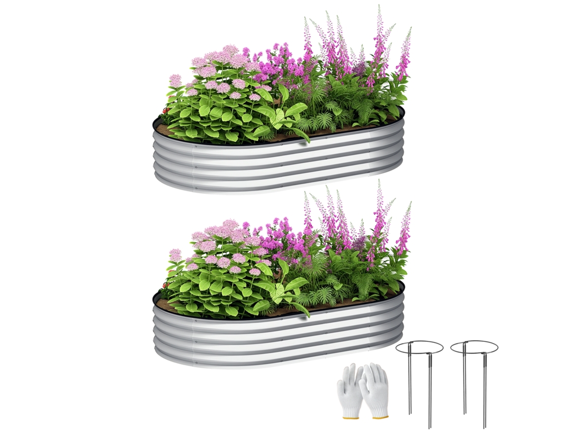 Kit de 2 Jardinières Elevadas Galvanizadas em Aço 152x91x30cm BTFORUS
