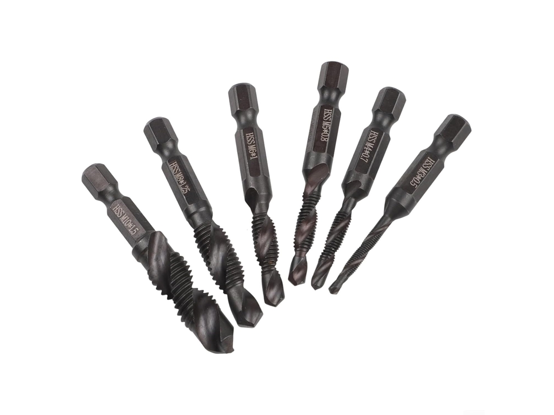 Jogo De Machos Roscar Para Furar, Rosquear E Rebarbar, Em Aço Rápido Hss, Com Estojo De Armazenamento Prático Para