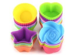Forminhas De Silicone Reutilizáveis Para Cupcakes Formas Antiaderentes Fáceis De Limpar 4 Modelos 24 Peças Coloridas