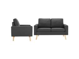 Vidaxl 2 Pcs Conjunto De Sofás Tecido Cinzento-escuro