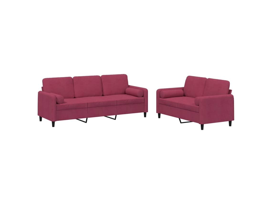 Conjunto de Sofás 2 Pcs Veludo Vermelho Tinto MAISON EXCLUSIVE