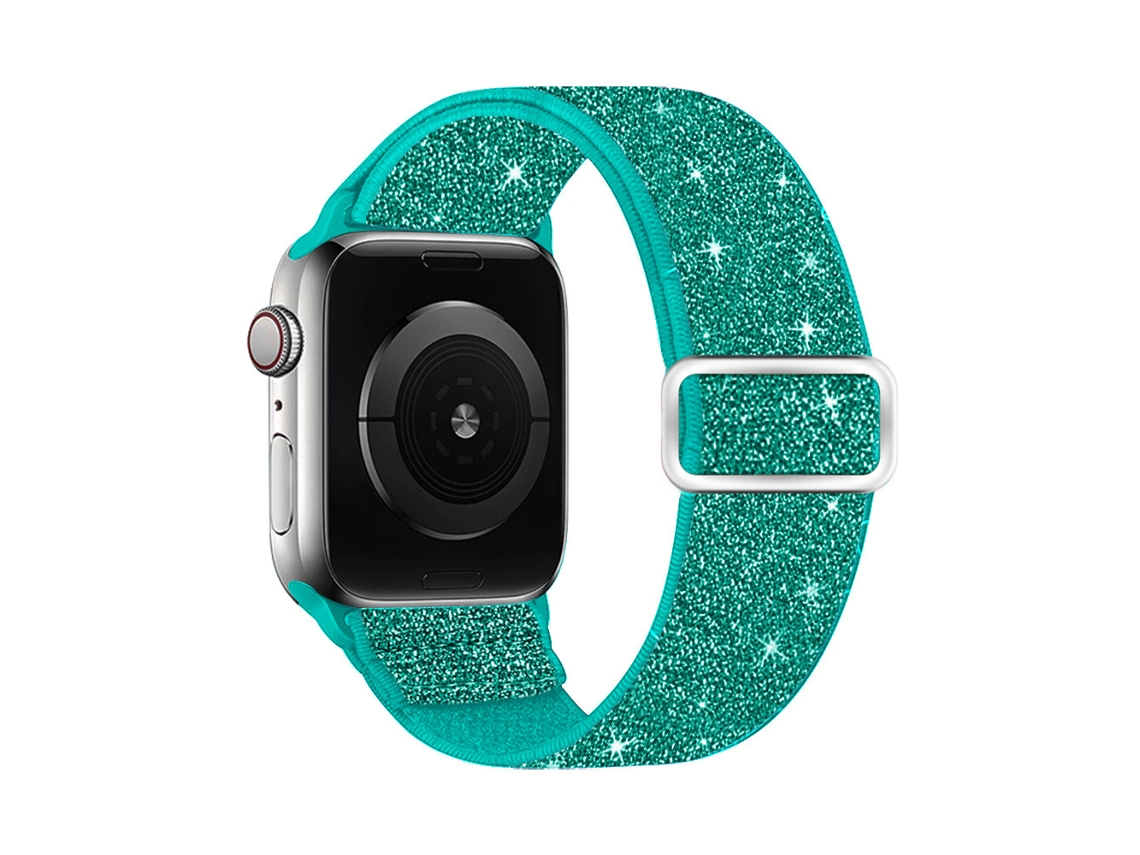 Pulseira Elástica E Brilhante Para Iwatch Séries 11/10/9/ 8/7/6/5/4/3/2/ 1 E Se, Nos Tamanhos 38 Mm, 39 Mm, 40 Mm E 41 Mm Verde Panoona