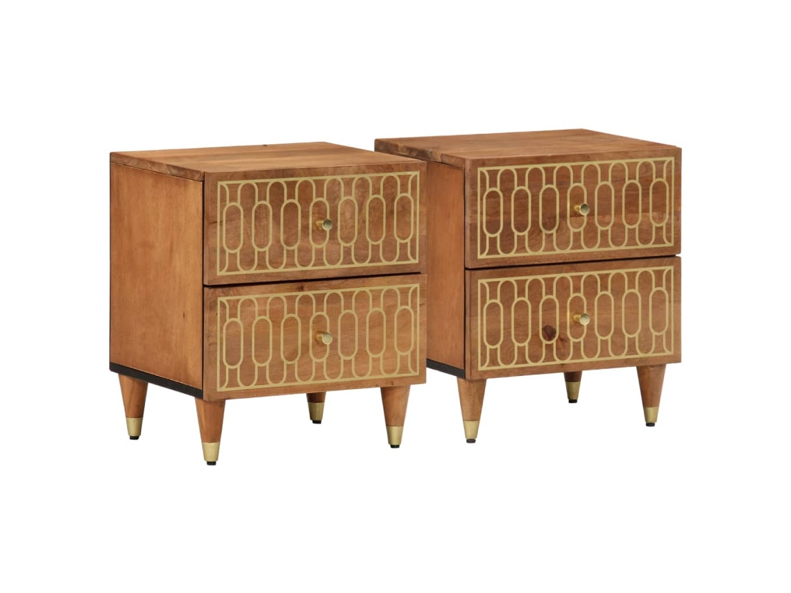 Vidaxl Mesas De Cabeceira 2 Pcs 40x33x46 Cm Madeira Mangueira Maciça