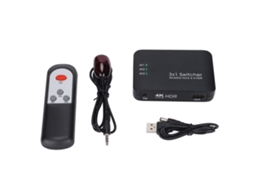 Switch de interface multimídia HDMI 4 portas 2.0 com controle remoto para PS4 e TV CHABERLU