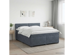 Vidaxl Cama Box Spring Com Colchão Cinzento-escuro 180 X 200 Cm Veludo