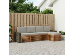Vidaxl Conjunto De Sofás Para Exterior 5 Pcs Natural E Cinzento-claro