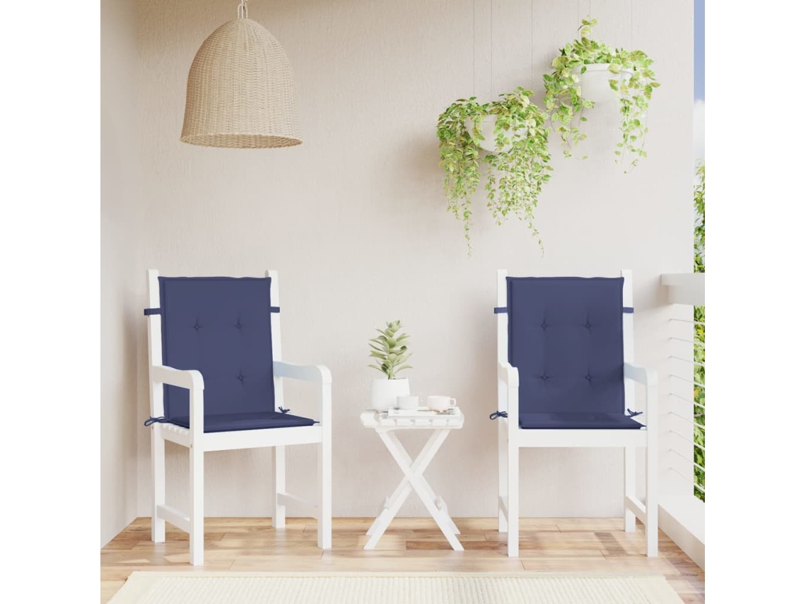 Vidaxl Almofadões P/ Cadeira De Encosto Baixo 2pcs Tecido Azul-marinho
