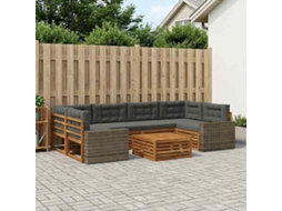 Vidaxl Conjunto De Sofás Para Exterior 7 Unid. Natural E Antracite