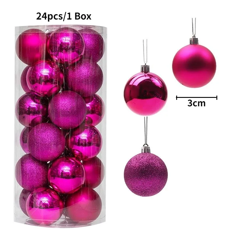 Bola De Decoração Natalina De 4 Cm (24 Polegadas, Vermelho-rosado), Enfeite Para Árvore De Natal.