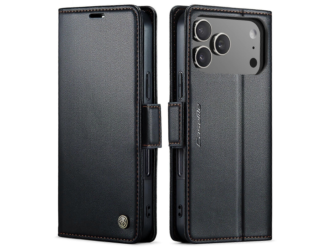 Capa Caseme Série 023, Compatível Com Iphone 17 Pro Max, Em Couro Com Rfid E Suporte Para Celular.