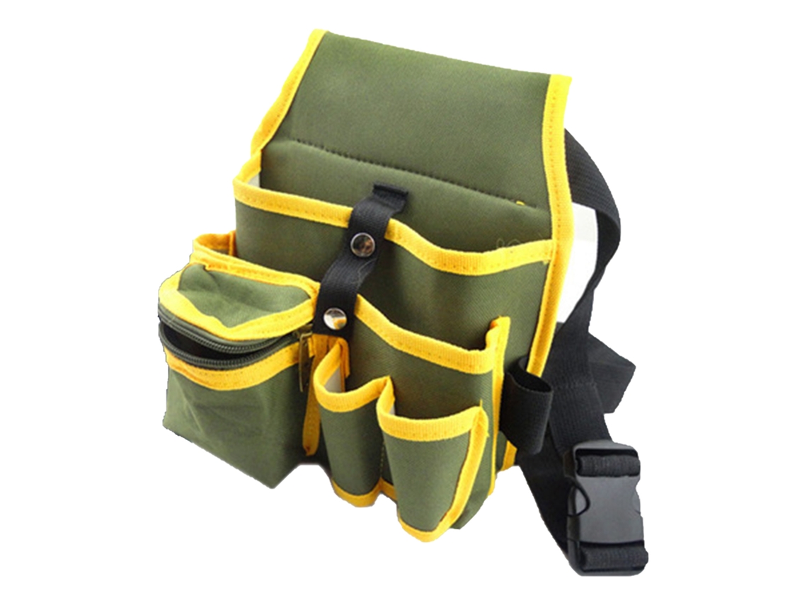 Bolsa De Cintura Multifuncional Para Ferramentas Com Múltiplos Bolsos Tela Oxford Organizador De Ferramentas Cor Verde E Amarela