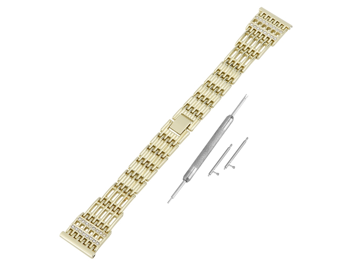 Pulseira Oca de Aço Inoxidável LAXISCREED para Fitbit Versa com Strass
