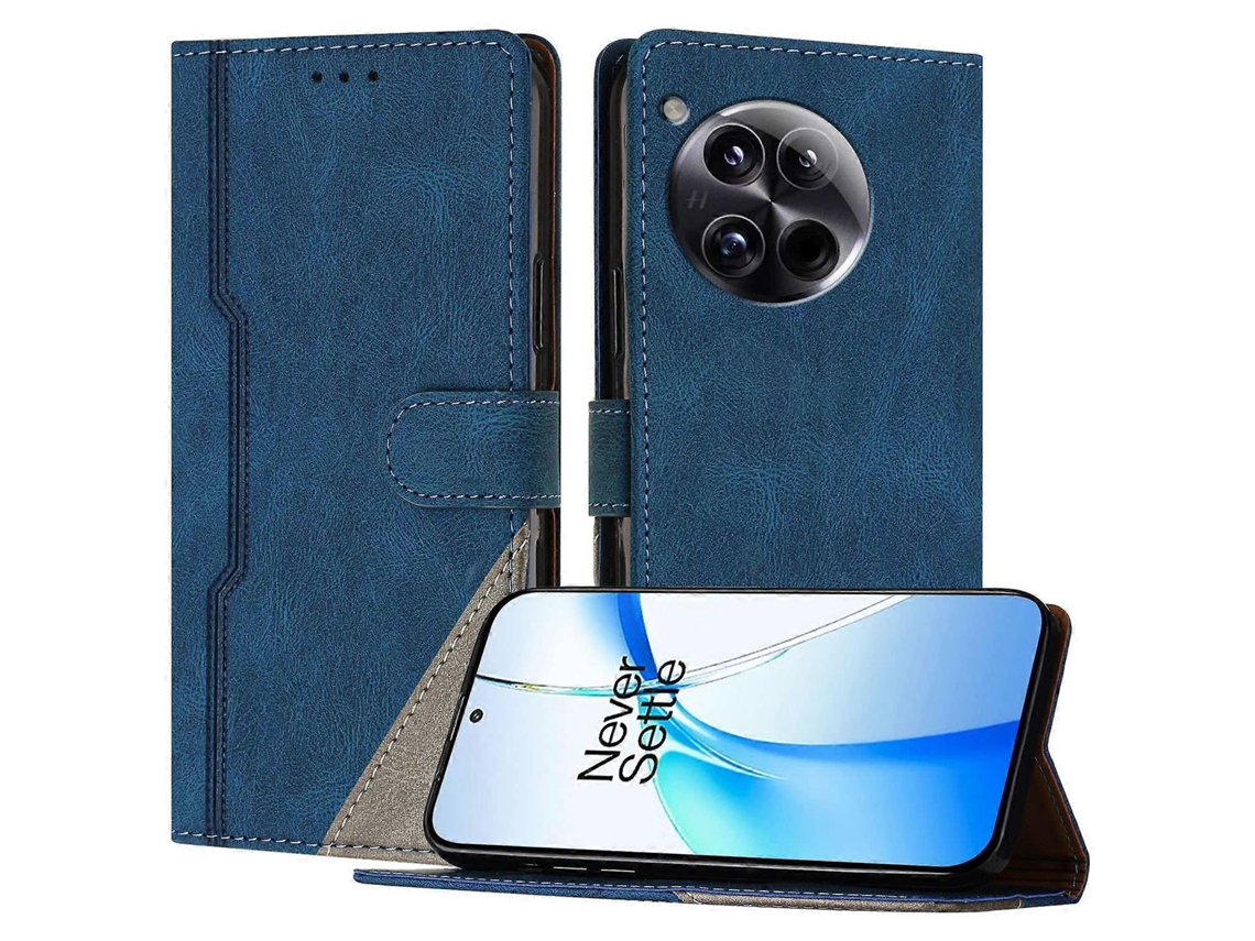 Capa De Couro Com Estampa Triangular E Suporte Tipo Carteira Para Oneplus 12 5g, À Prova De Choque