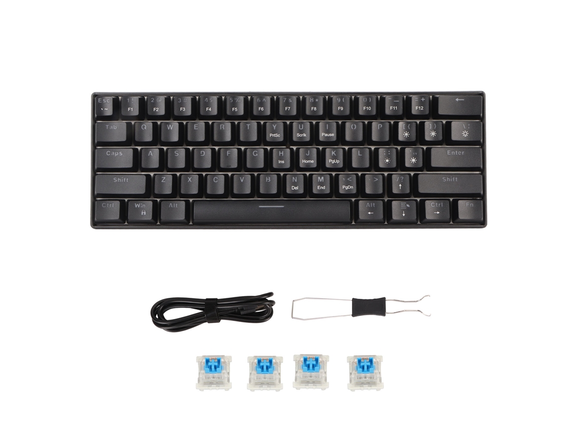 Aetheria teclado Mecânico Gamer 60% 61 Teclas Retroiluminado Led Switch Azul para Pc Laptop Windows