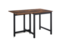 Mesa De Jantar Dobrável, Mesa Industrial, Desmontável, Feita De Metal E Madeira, Economiza Espaço, Marrom