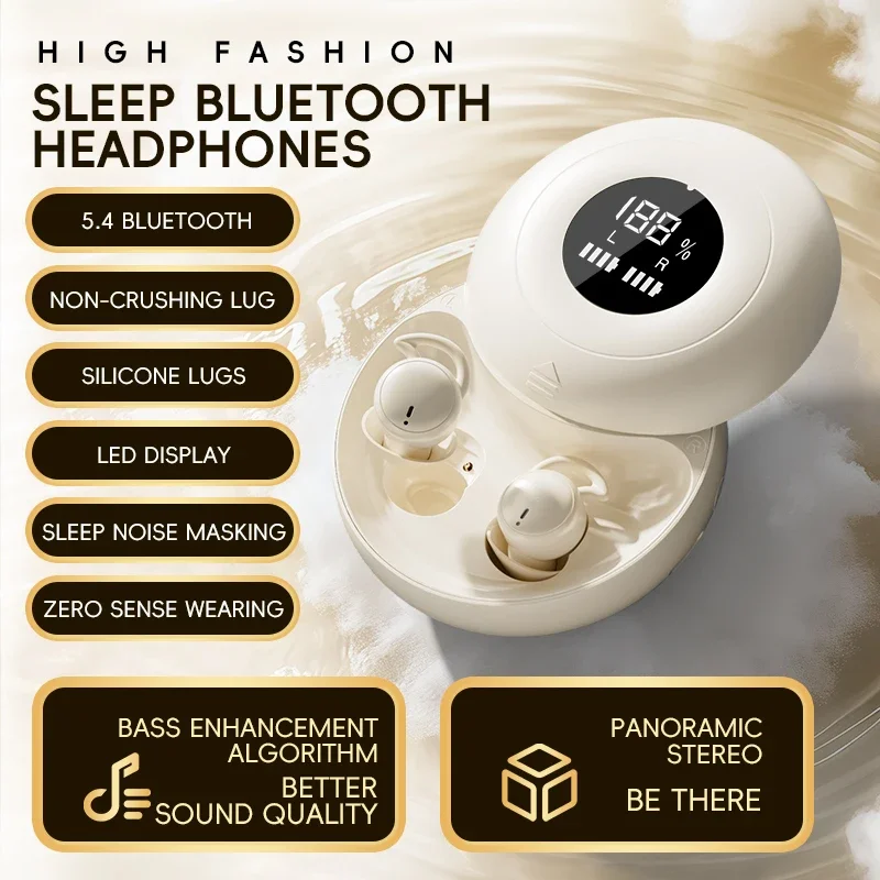 (marrom Claro) Fones De Ouvido Sem Fio Invisíveis (tws) Com Bluetooth 5.4