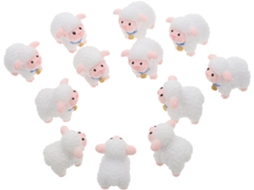 Conjunto De 12 Miniaturas De Ovelhas E Cabras Em Resina Para Decoração De Jardim.