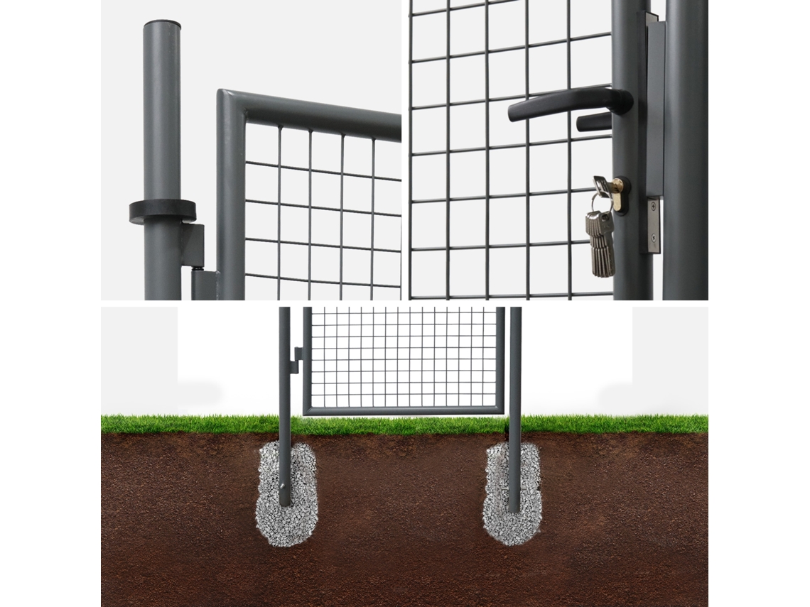 Portão De Jardim Metal Com Fechadura E Maçaneta, Antracite Sweeek