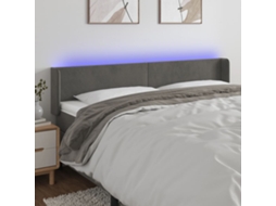 Cabecero de terciopelo con luces LED 203x16x78/88cm Gris oscuro