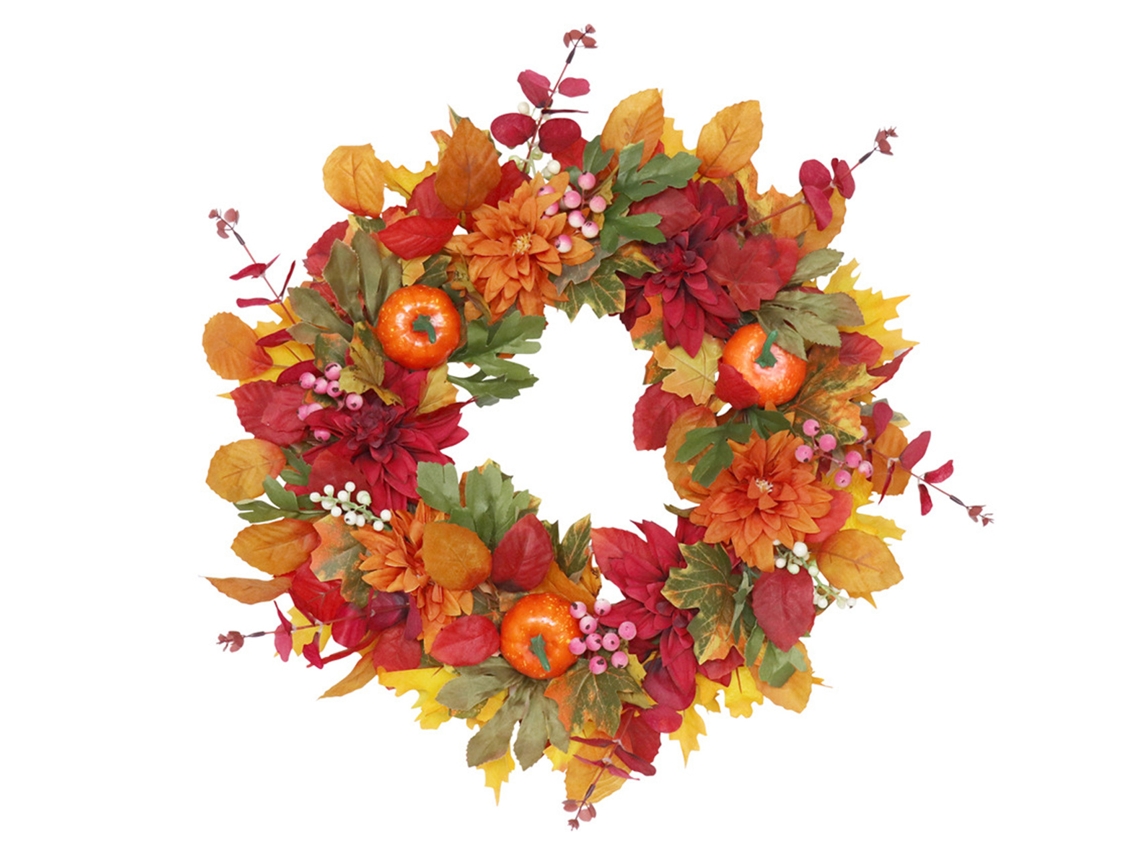 Decoração de outono com guirlanda artificial para Halloween, porta de casa, rattan LAXISCREED
