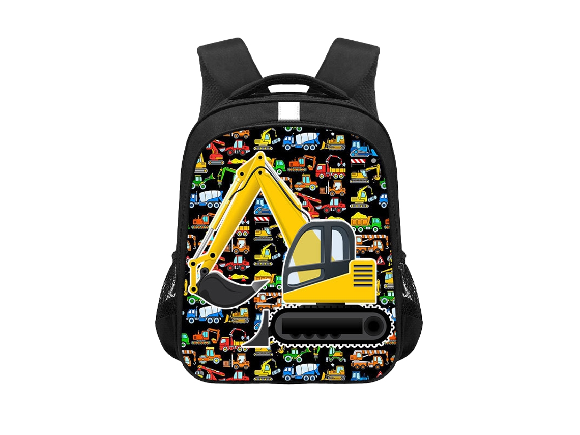 Laxiscreed Mochila Infantil Com Design De Trator E Escavadora, Leve E Com Faixas Retroreflexivas