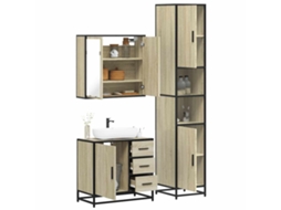 Vidaxl 3 Pcs Conj. Móveis Casa Banho Derivados Madeira Carvalho Sonoma