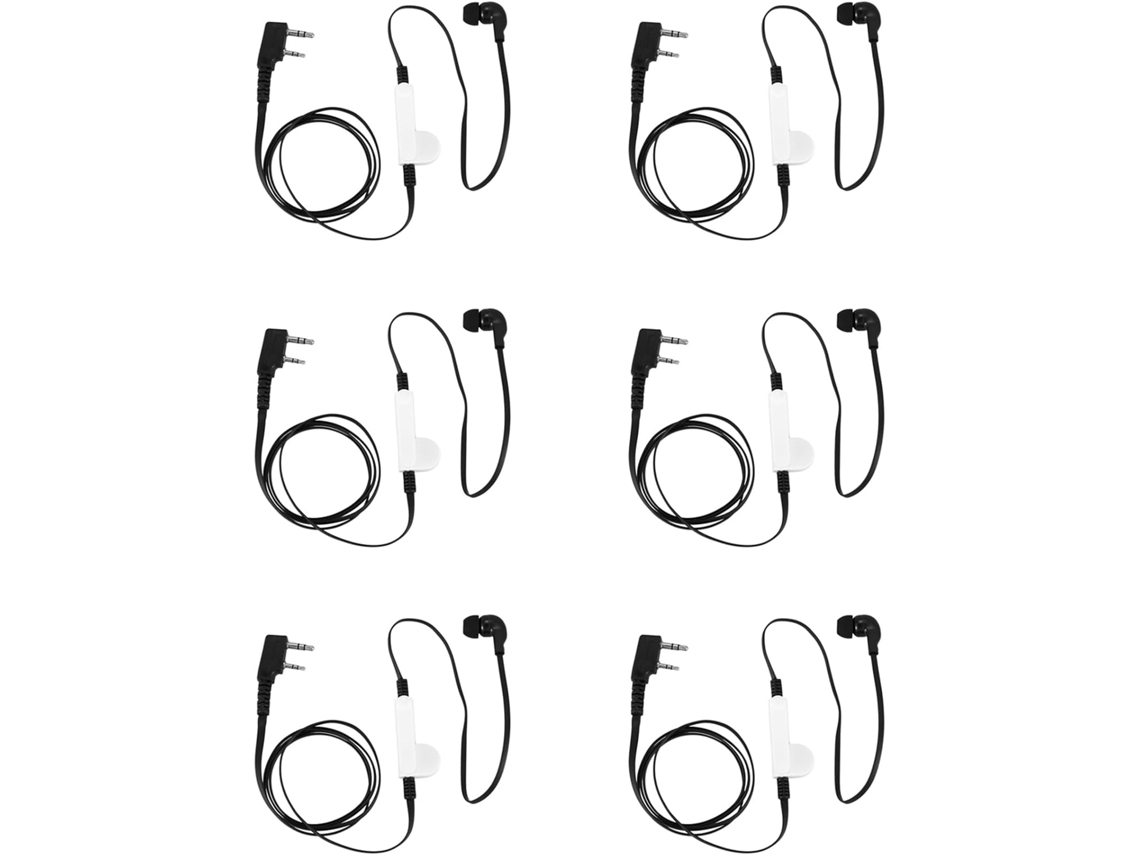 6x Conector K de 2 Pinos para Fone de Ouvido Estilo Macarrão para Rádio Uv5r 888s, Preto SFUSHOS
