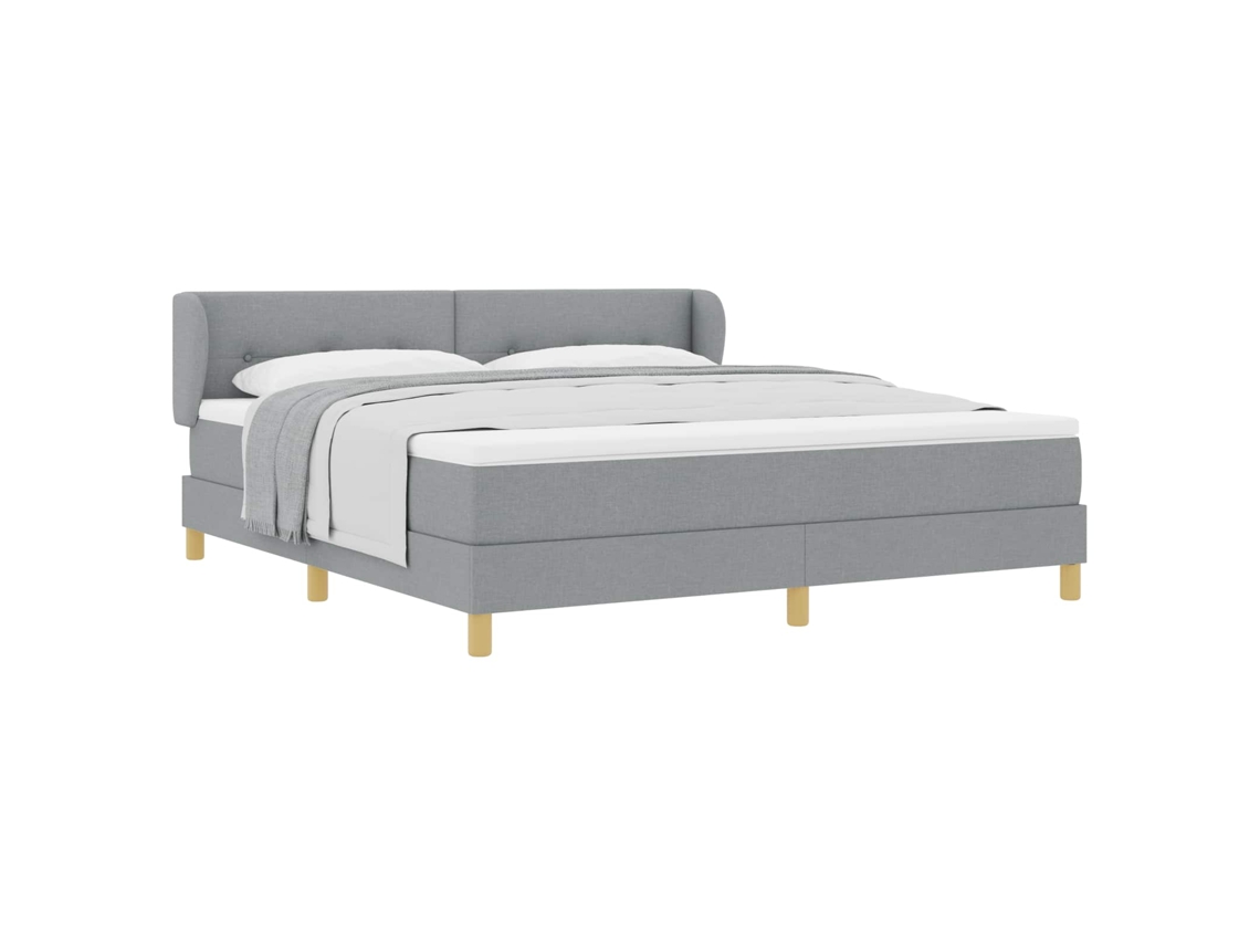 Cama Box com Colchão Cinzento claro 180x200cm tecido MAISON EXCLUSIVE