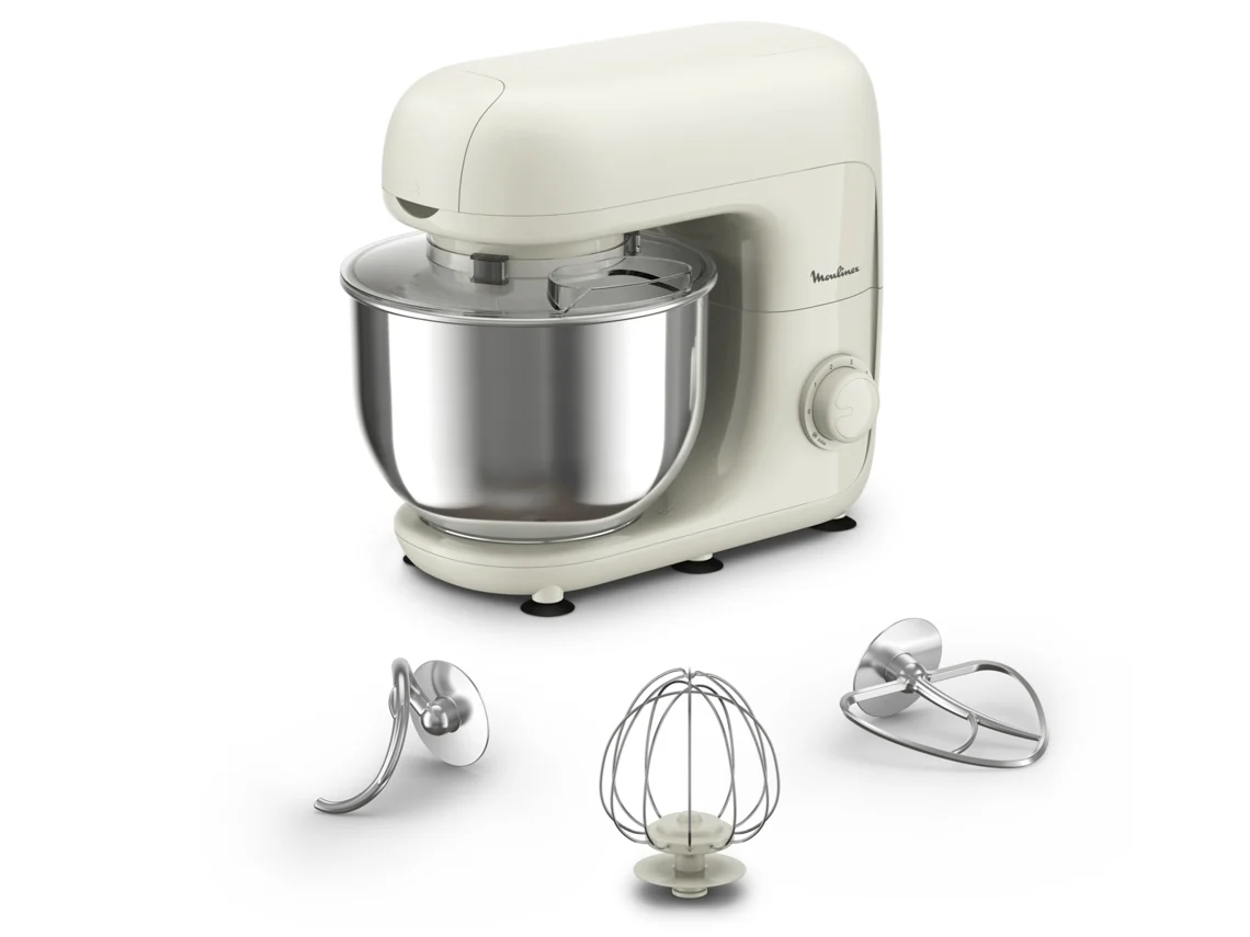 Máquina de cozinha MOULINEX Bake Essential QA160110 (800 W - Taça 4.8 L - 6 velocidades - Branco)