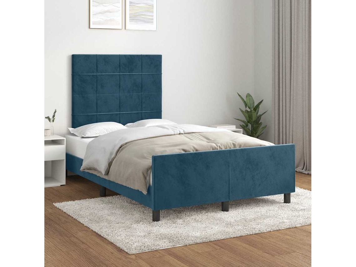 Vidaxl Estrutura De Cama Sem Colchão 120x200 Cm Veludo Azul