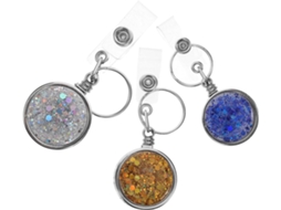 Lurelia Porta-crachá Retrátil Com Clipe Com Strass Em Metal E Abs Prateado Para Escritório