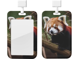 Suporte Crachá Com Cordão, Suporte Plástico Impermeável, Panda Vermelho Em Árvore Galho, Suporte Crachá Retrátil
