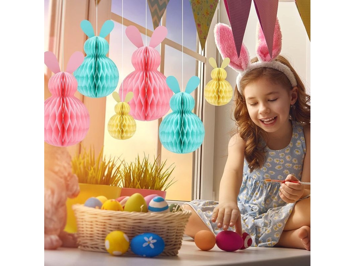 Adorno Colgante Conejo Con Panal De Miel Para Pascua Pack De 6 Decoraciones Fiestas