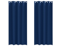Maison Exclusive - Cortinas Blackout Com Argolas 2 Pcs Azul Escuro 245 X 140 Cm