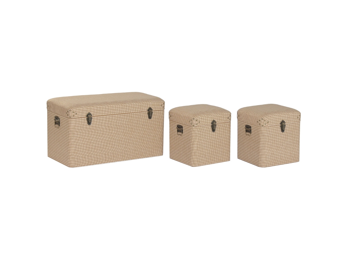 Conjunto De Baús Home Esprit Natural Poliéster Madeira Tradicional 80 X 40 X 44 Cm (3 Unidades)