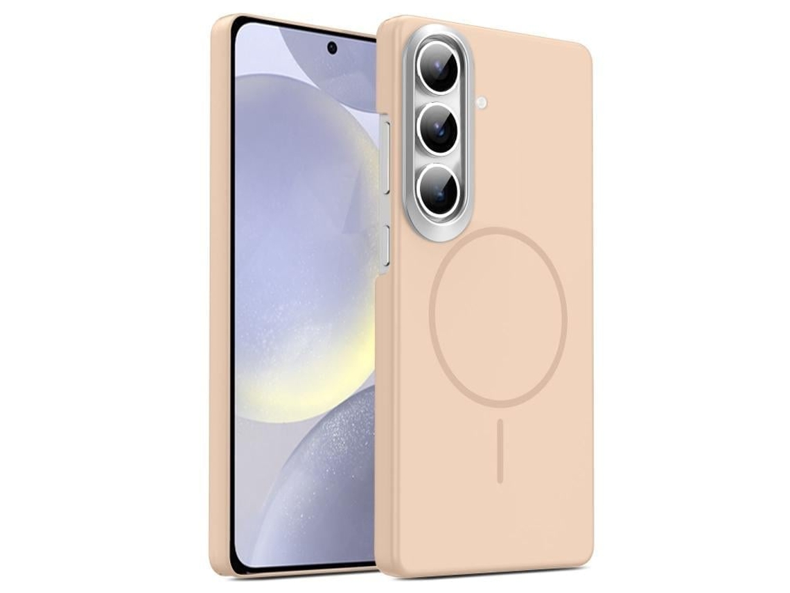Capa Para Samsung Galaxy S24 5g Fina Circular Magsafe À Prova De Choque Dourada Em Policarbonato Ouro Deserto
