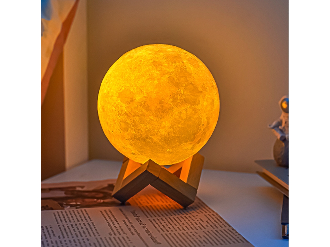 Lâmpada Lua 3d Amarelo/branco Quente Usb Recarregável, Toque, Regulável Cor, para Quarto/campismo ZYBLSSBB